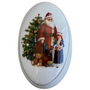 Reutter Santa Claus Lidded Trinket Box White Christmas Tree Germany Gift